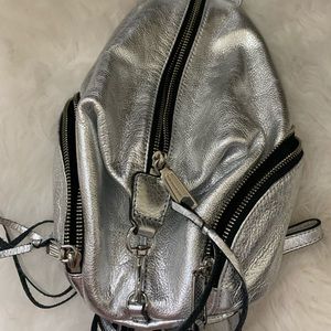 Rebecca minkoff silver metallic mini backpack